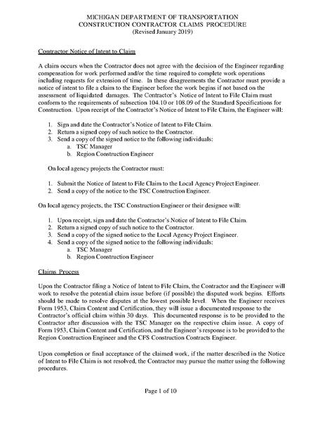 File:MDOT Construction Contractor Claims Procedure January 2019.pdf
